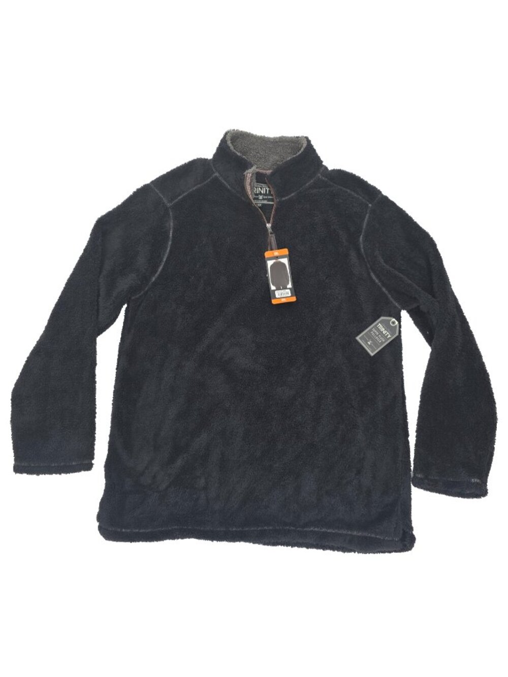 Trinity Super Plush Pullover 1/4 Zip Mens 2X Black Fleece Quarter Cozy Sherpa